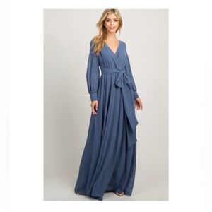 PinkBlush Chiffon Blue Dress Maternity Medium NWOT